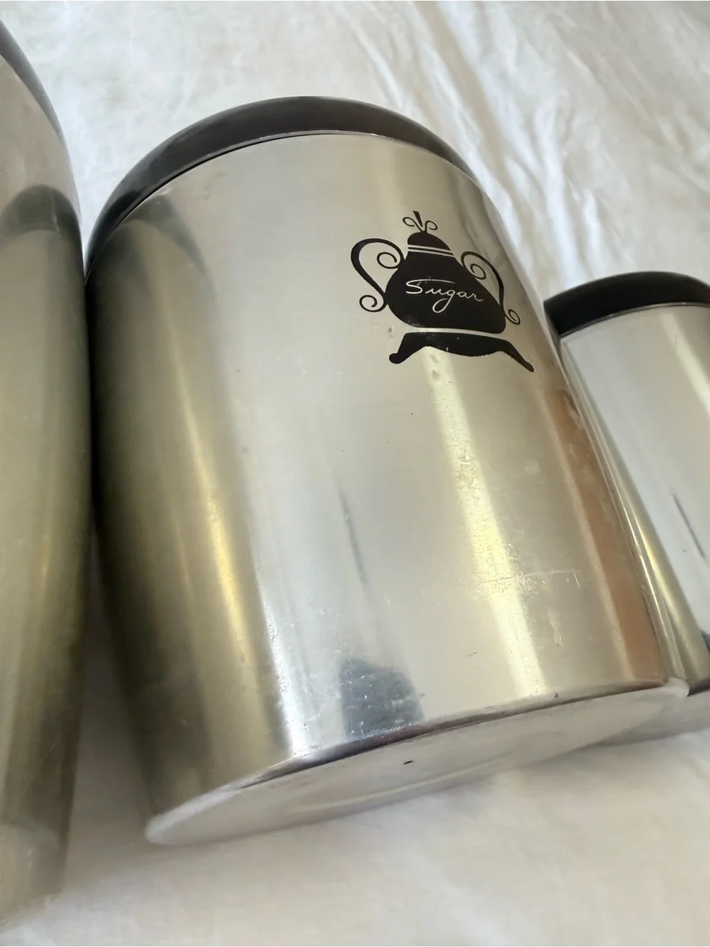 West Bend | Vintage 4 Piece Brushed Silver Aluminum Nesting Canister Set W/Lids